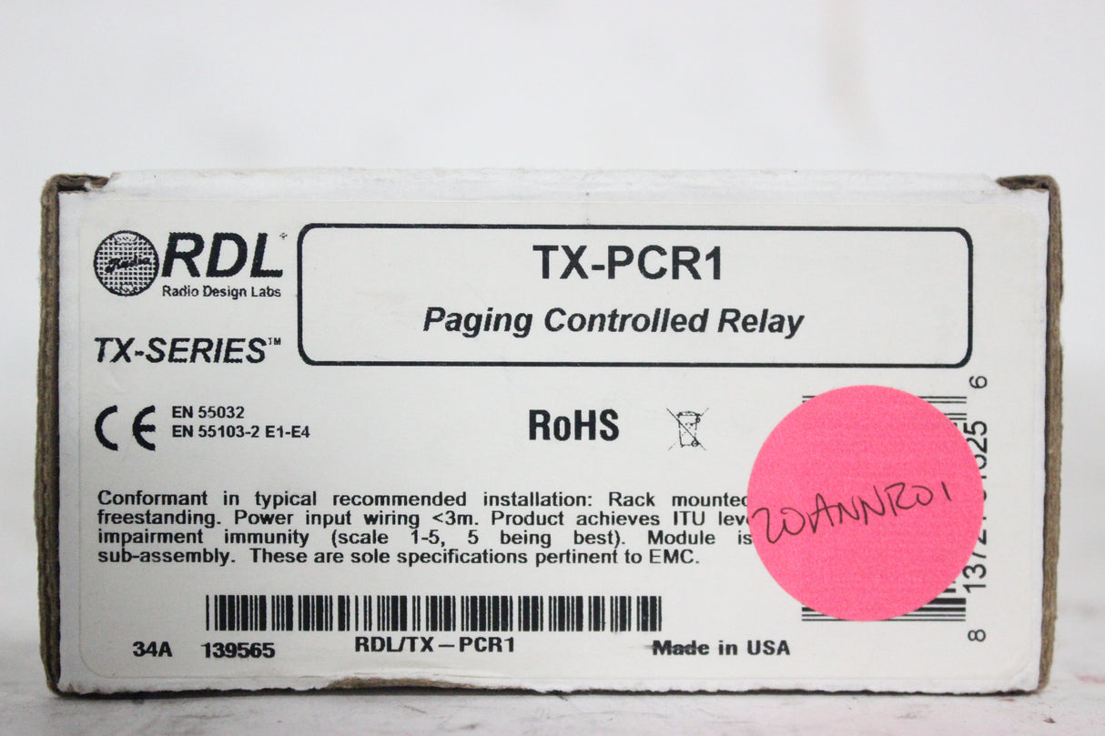 RDL TX-PCR1 Paging Controlled Relay (Switches Between 25, 70 and 100V Inputs)