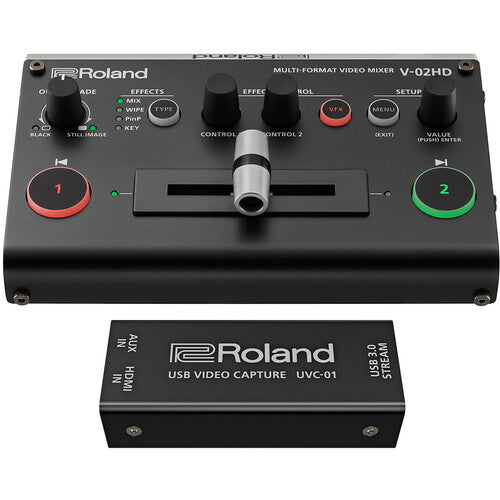 Roland V-02HD STR Multi-Format HDMI Micro Switcher - Streaming Bundle w/ UVC-01