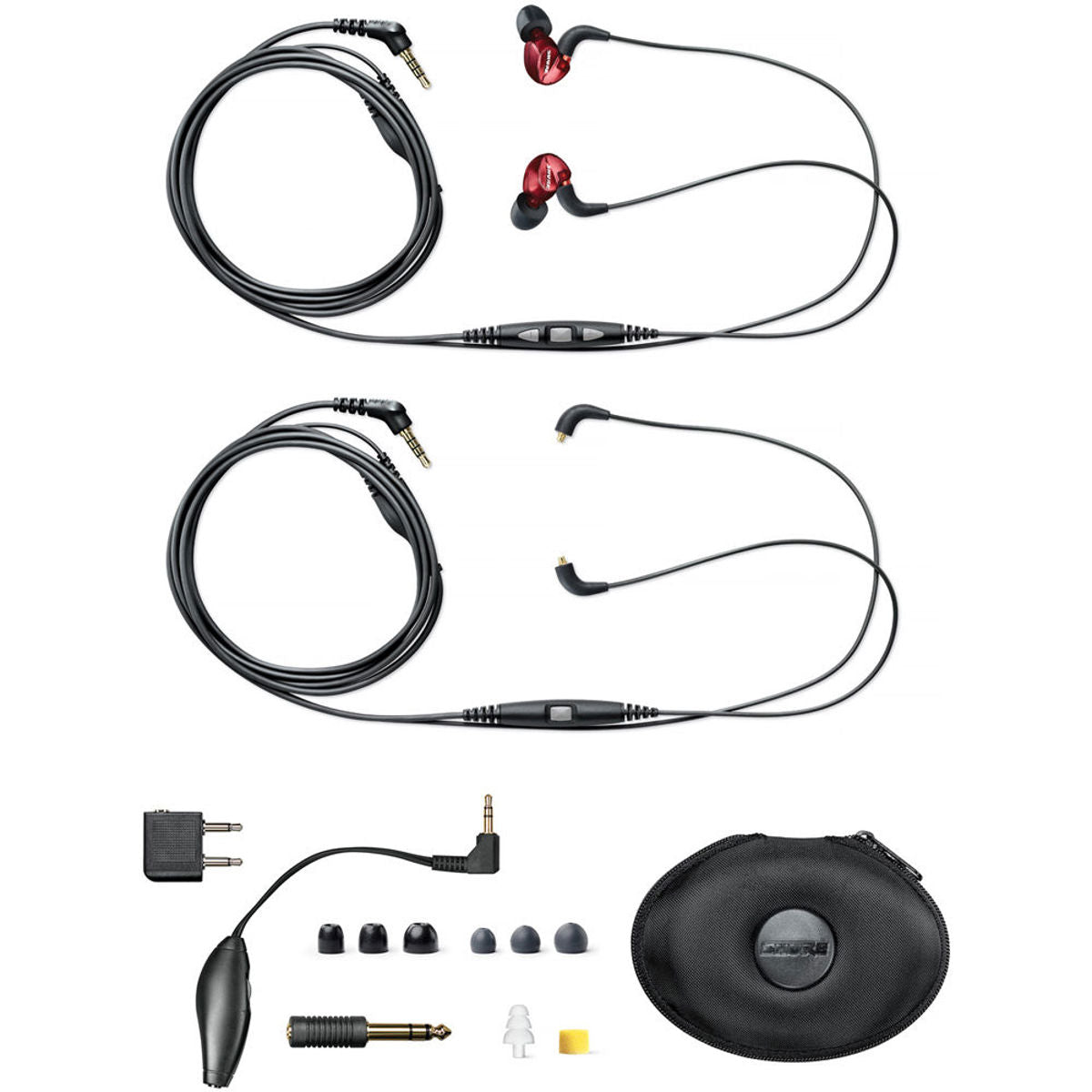 Shure SE535 Limited Edition Sound Isolating Over-the-Ear Stereo Earphones with 3.5mm Audio Cable, Red with Light Gray