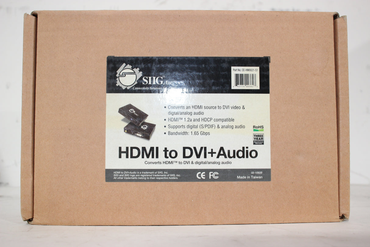 SIIG CE-HM0021-S1 HDMI to DVI + Audio Converter HD Ready 1080p w/ Original Box