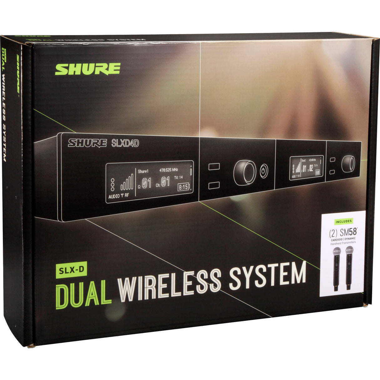 Shure SLXD24D/SM58 Dual-Channel Digital Wireless Handheld Microphone System with SM58 Capsules (J52: 558 to 602 + 614 to 616 MHz)