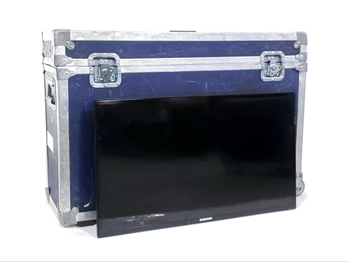Samsung ME32C 28 Inch Flat panel displays (NEEDS REPAIR) w/ Spare Hardware Kits, TV Bases, Back Mounting Frames, DVI Cable & (1) Remotes in Wheeled Road Case