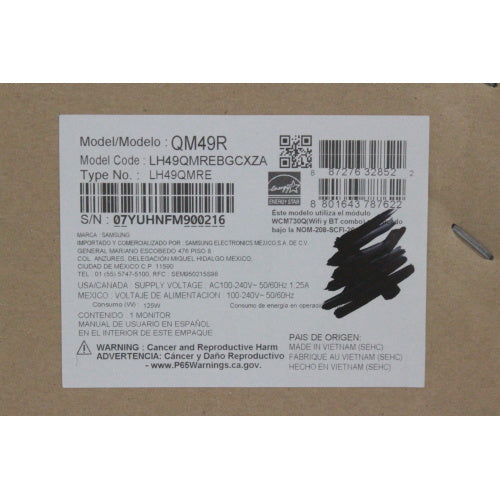 Samsung QM49R 49" Class HDR 4K UHD Commercial Smart LED Display