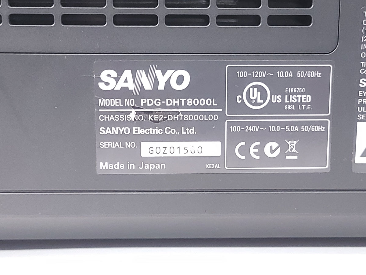 Sanyo PDG-DHT8000L 8,000 Lumens HD 1-Chip DLP Projector (144 Hours) w/ Remote and PSU in Rolling Hard Case