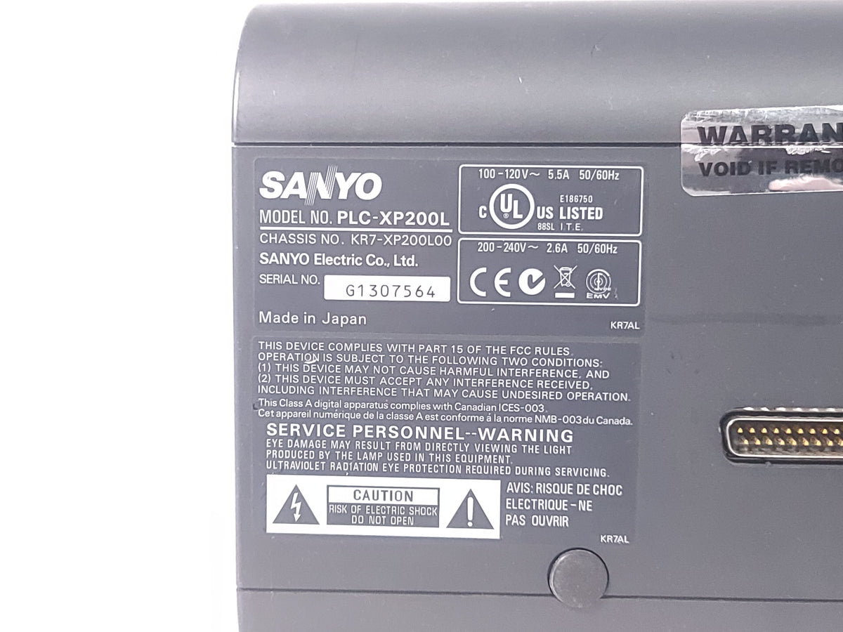 Sanyo PLC-XP200L 7,000 Lumens XGA 1.30 3LCD Large Venue Projector (529) Hours