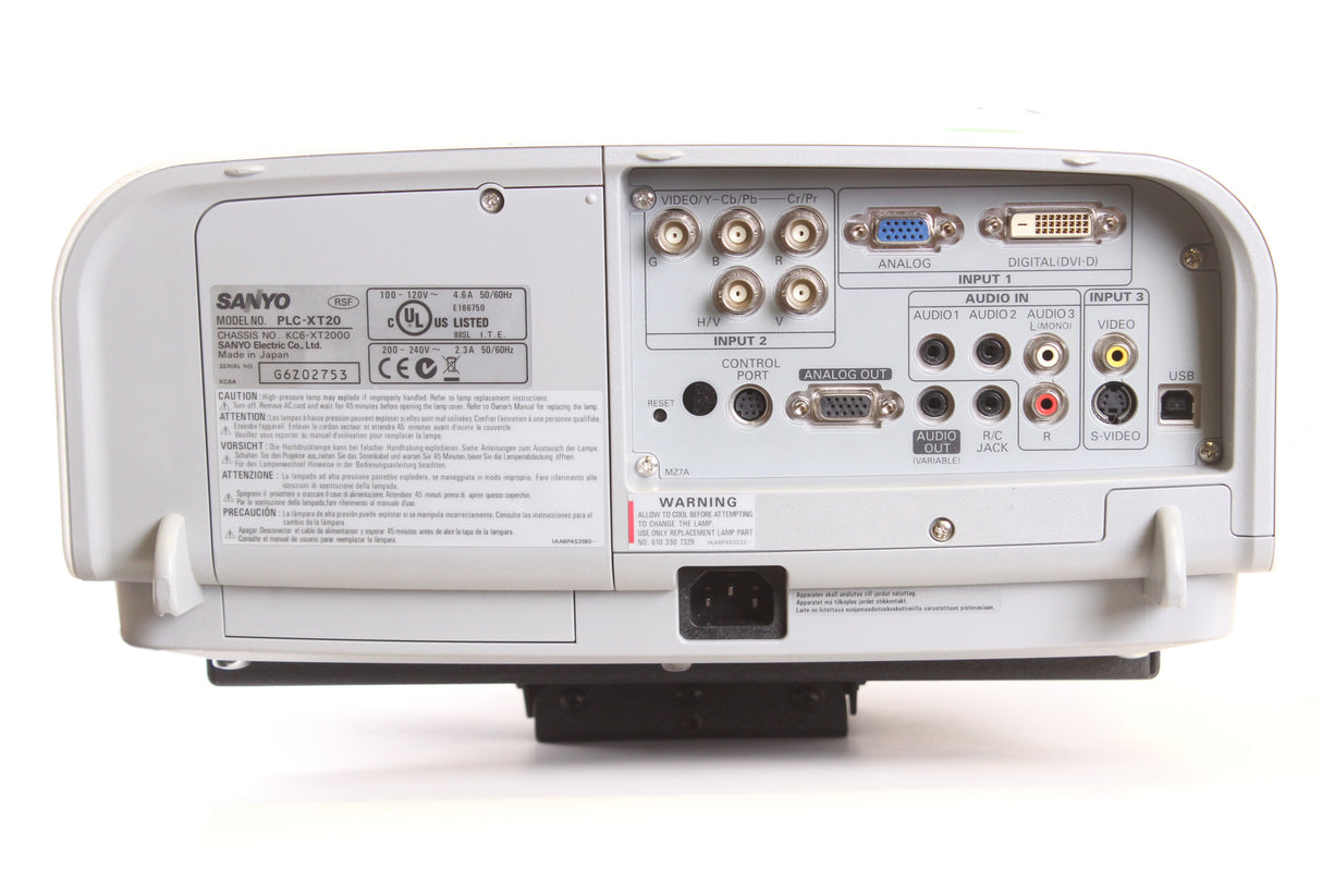 Sanyo PLC-XT20 projector 3800 ANSI lumens w/XGA resolution (430 W / 100V - 240V) w/ Standard Lens Includes Chief Ceiling Mount - (Lamp Hours: 2794/Lamp NEEDS replacement)