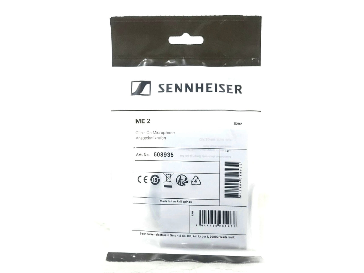 Sennheiser ME2 Small Omni-Directional Clip-On Lavalier Microphone (NEW)