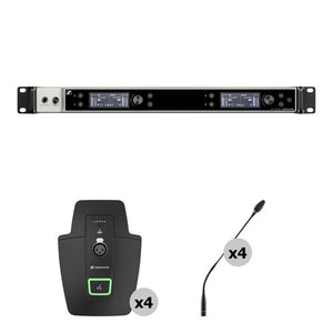 Sennheiser EW-DX EM 4 DANTE (Q1-9) 4-Channel Digital Rackmount Receiver Kit with Four Gooseneck Microphones (Q1-9: 470 to 550 MHz)