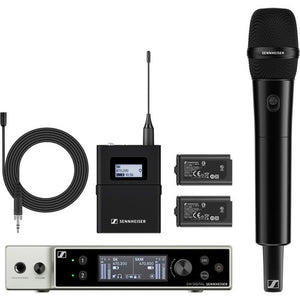 Sennheiser EW-DX MKE 2/835-S SET R1-9 Dual-Channel Digital Combo Wireless System with Omni Lavalier and Handheld Mic (R1-9: 520 to 607 MHz)