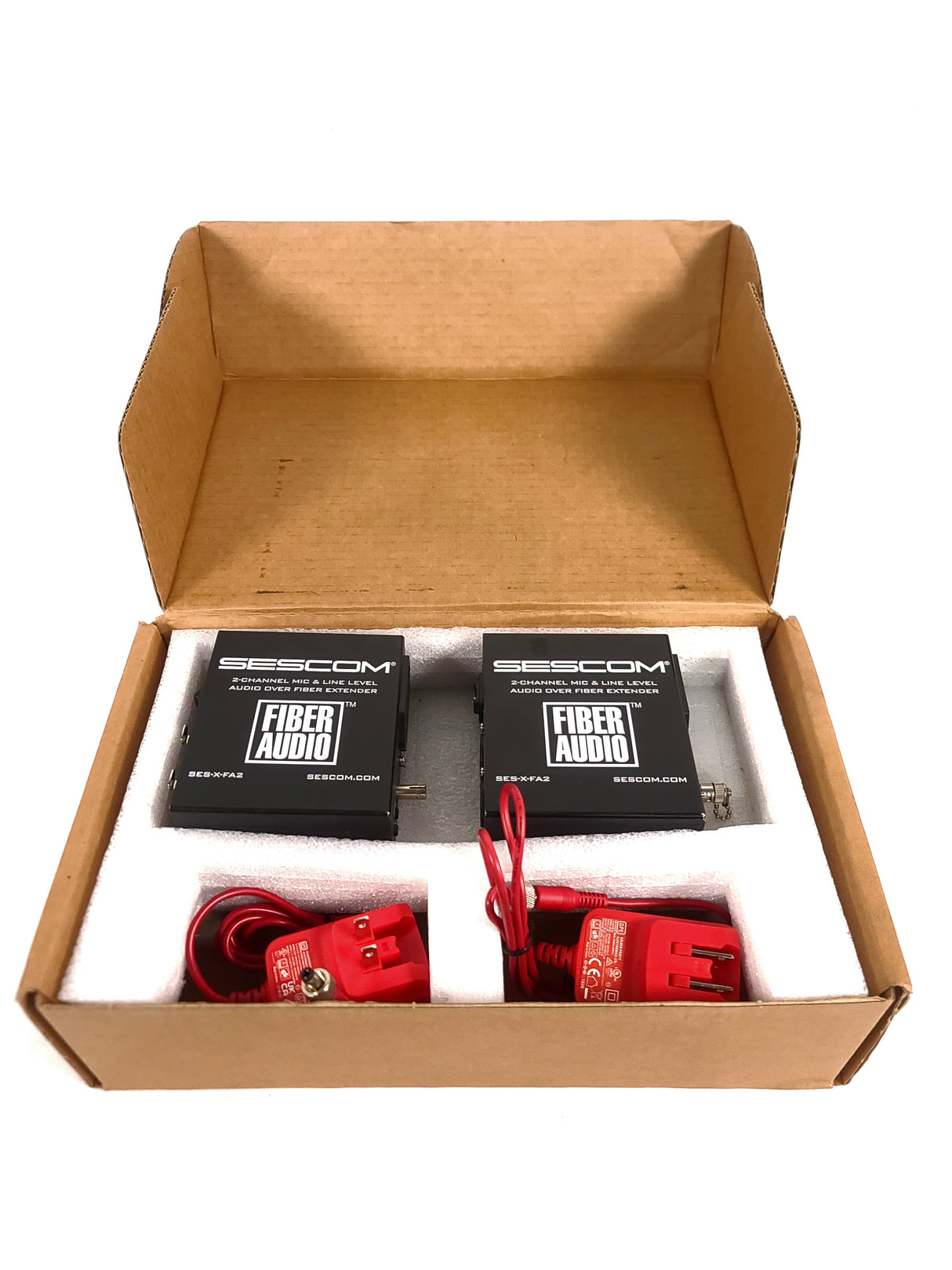 Sescom SES-X-FA2 Portable 2-Channel Mic & Line Level Audio Over Fiber Extender in Box
