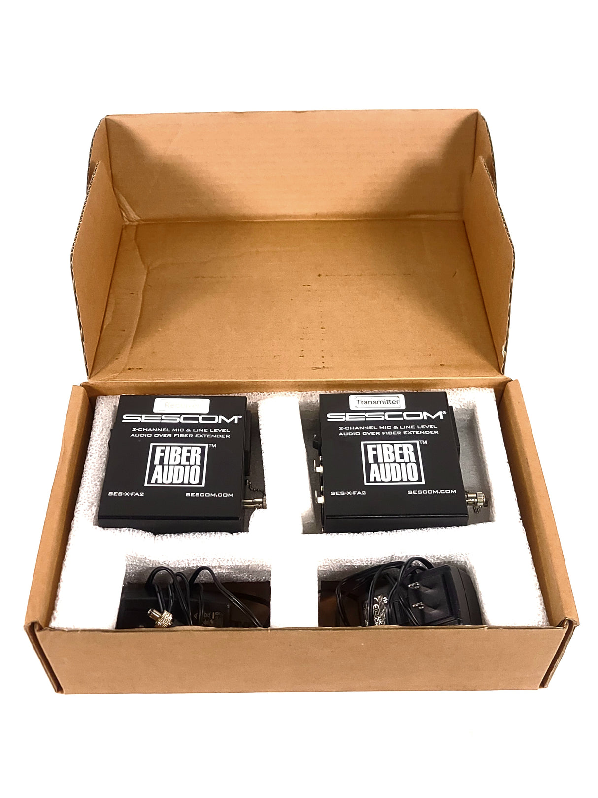Sescom SES-X-FA2 Portable 2-Channel Mic & Line Level Audio Over Fiber Extender in Box
