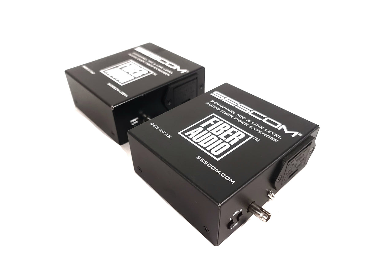 Sescom SES-X-FA2 Portable 2-Channel Mic & Line Level Audio Over Fiber Extender in Box