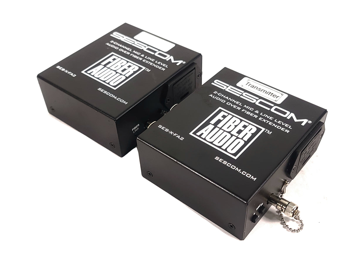 Sescom SES-X-FA2 Portable 2-Channel Mic & Line Level Audio Over Fiber Extender in Box