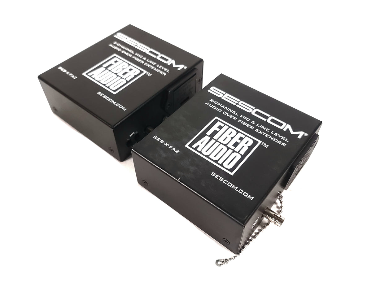 Sescom SES-X-FA2 Portable 2-Channel Mic & Line Level Audio Over Fiber Extender in Box