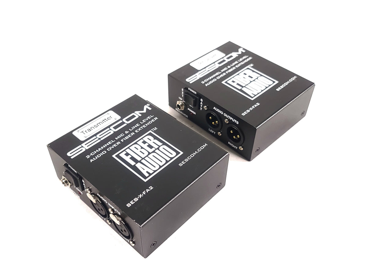 Sescom SES-X-FA2 Portable 2-Channel Mic & Line Level Audio Over Fiber Extender in Box