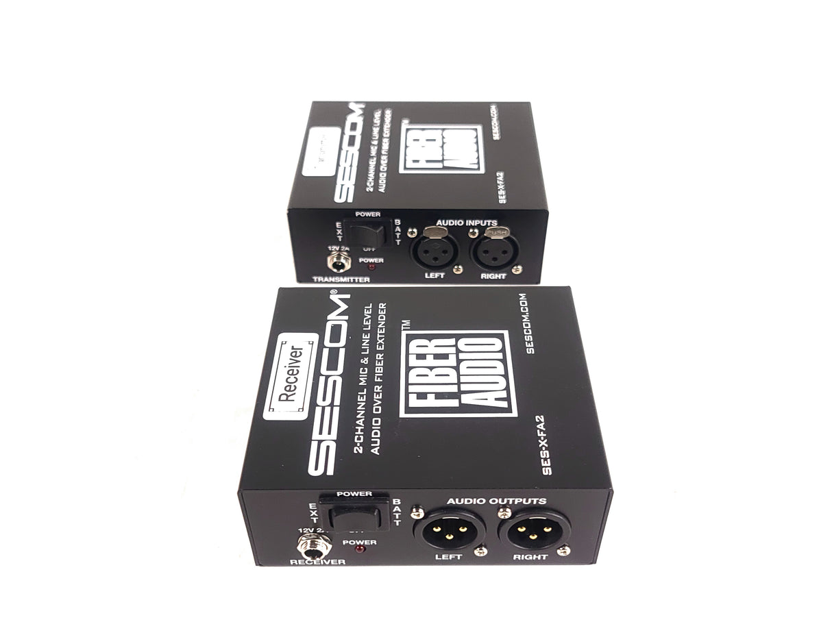 Sescom SES-X-FA2 Portable 2-Channel Mic & Line Level Audio Over Fiber Extender in Box