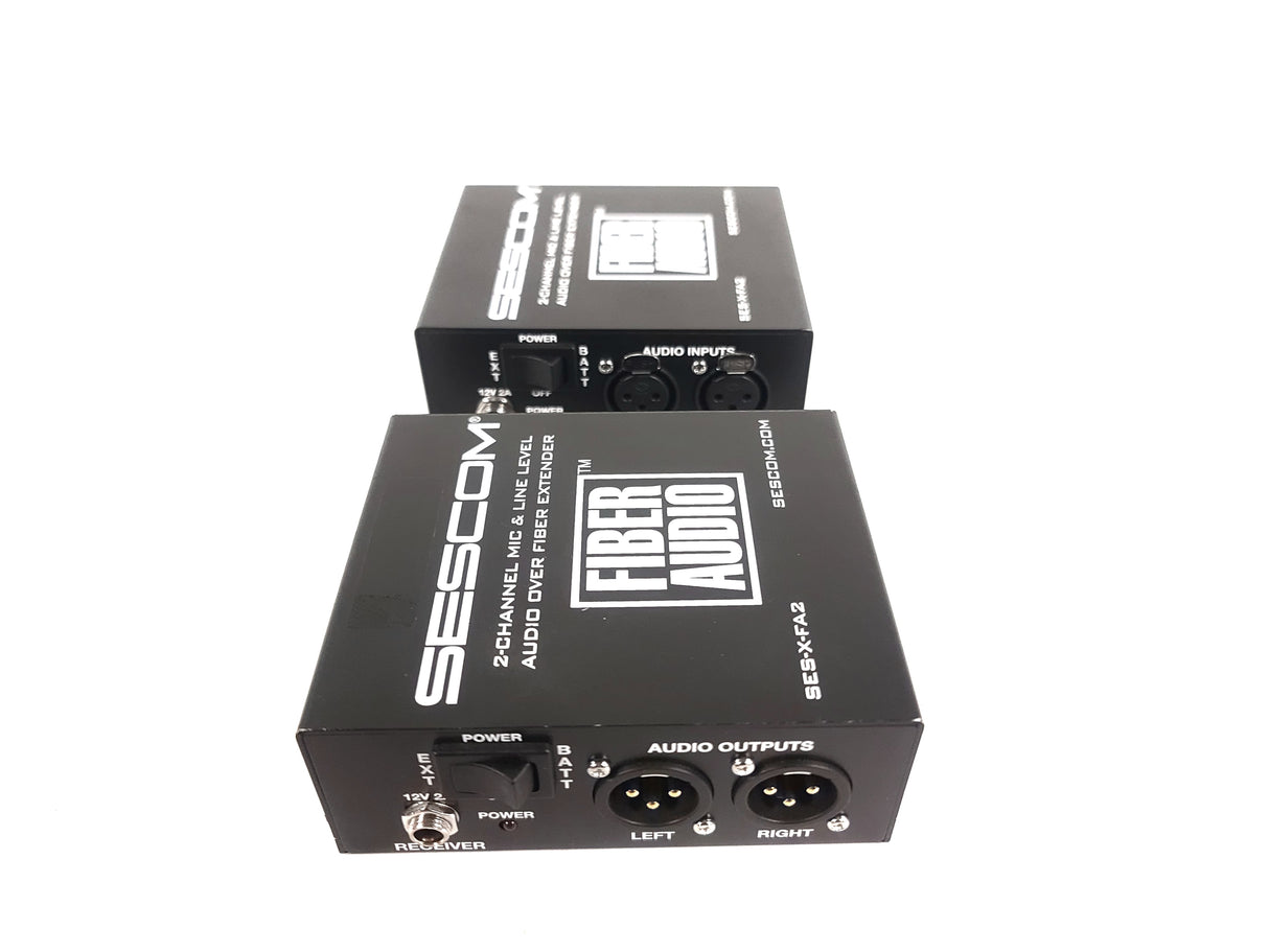 Sescom SES-X-FA2 Portable 2-Channel Mic & Line Level Audio Over Fiber Extender in Box