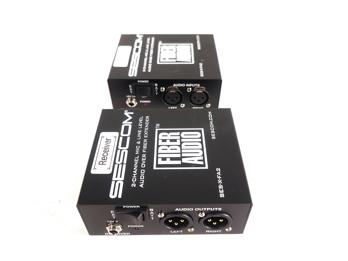 Sescom SES-X-FA2 Portable 2-Channel Mic & Line Level Audio Over Fiber Extender in Box