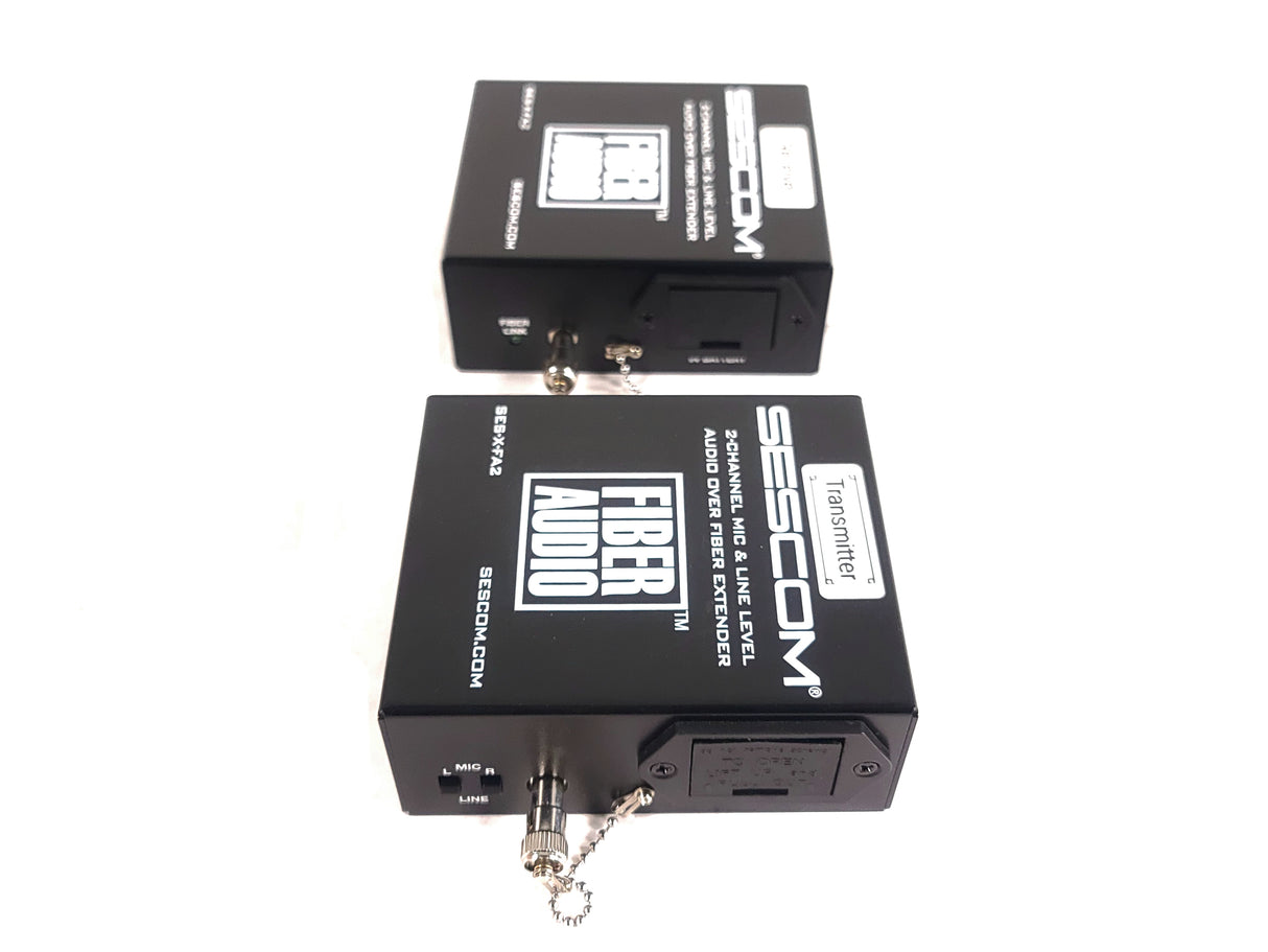 Sescom SES-X-FA2 Portable 2-Channel Mic & Line Level Audio Over Fiber Extender in Box