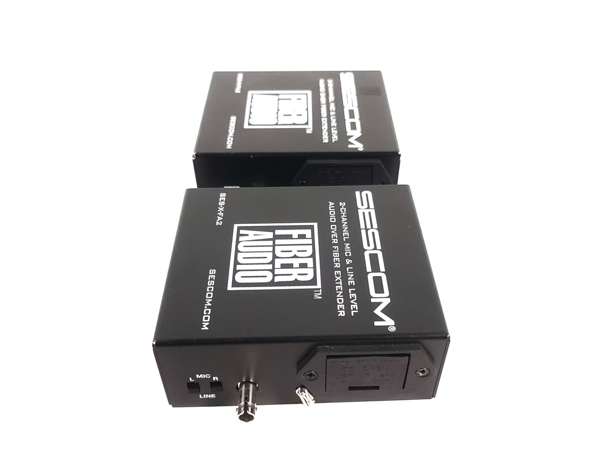 Sescom SES-X-FA2 Portable 2-Channel Mic & Line Level Audio Over Fiber Extender in Box
