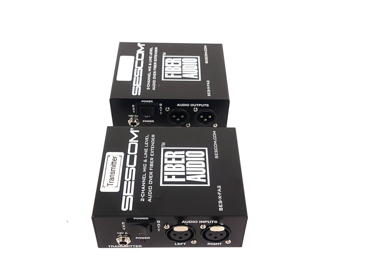 Sescom SES-X-FA2 Portable 2-Channel Mic & Line Level Audio Over Fiber Extender in Box