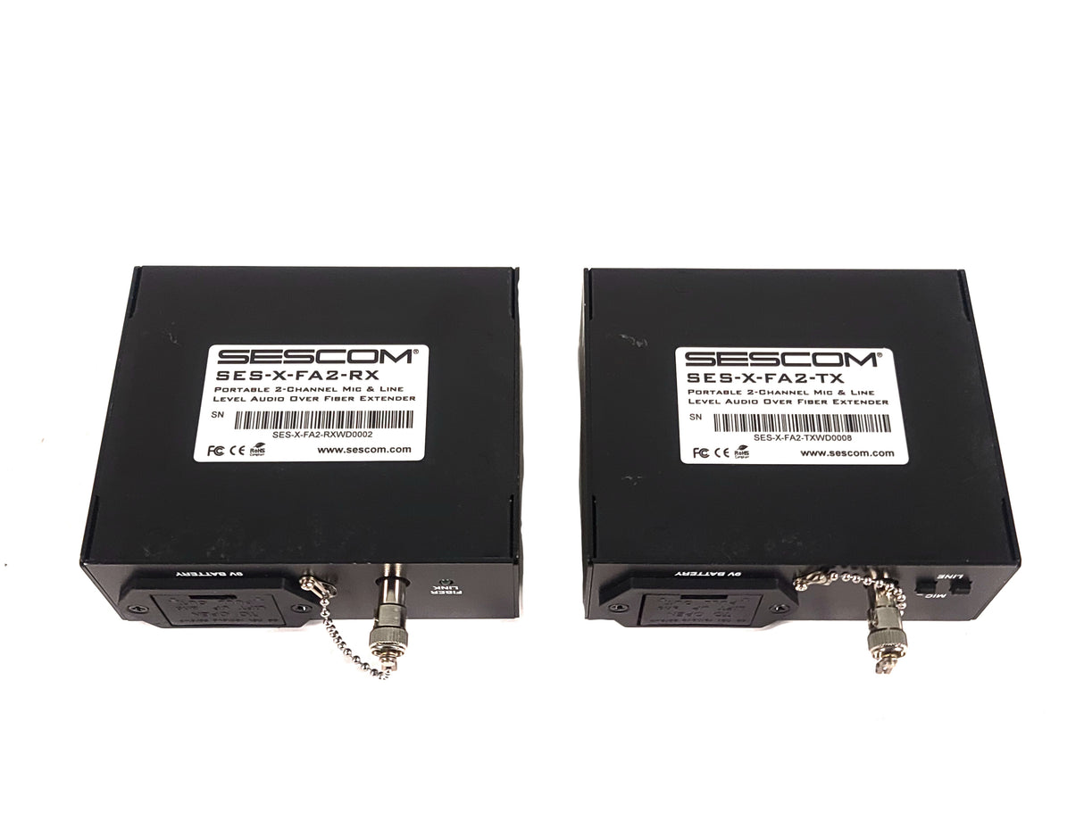 Sescom SES-X-FA2 Portable 2-Channel Mic & Line Level Audio Over Fiber Extender in Box