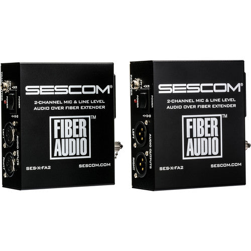 Sescom SES-X-FA2 Portable 2-Channel Mic & Line Level Audio Over Fiber Extender in Box