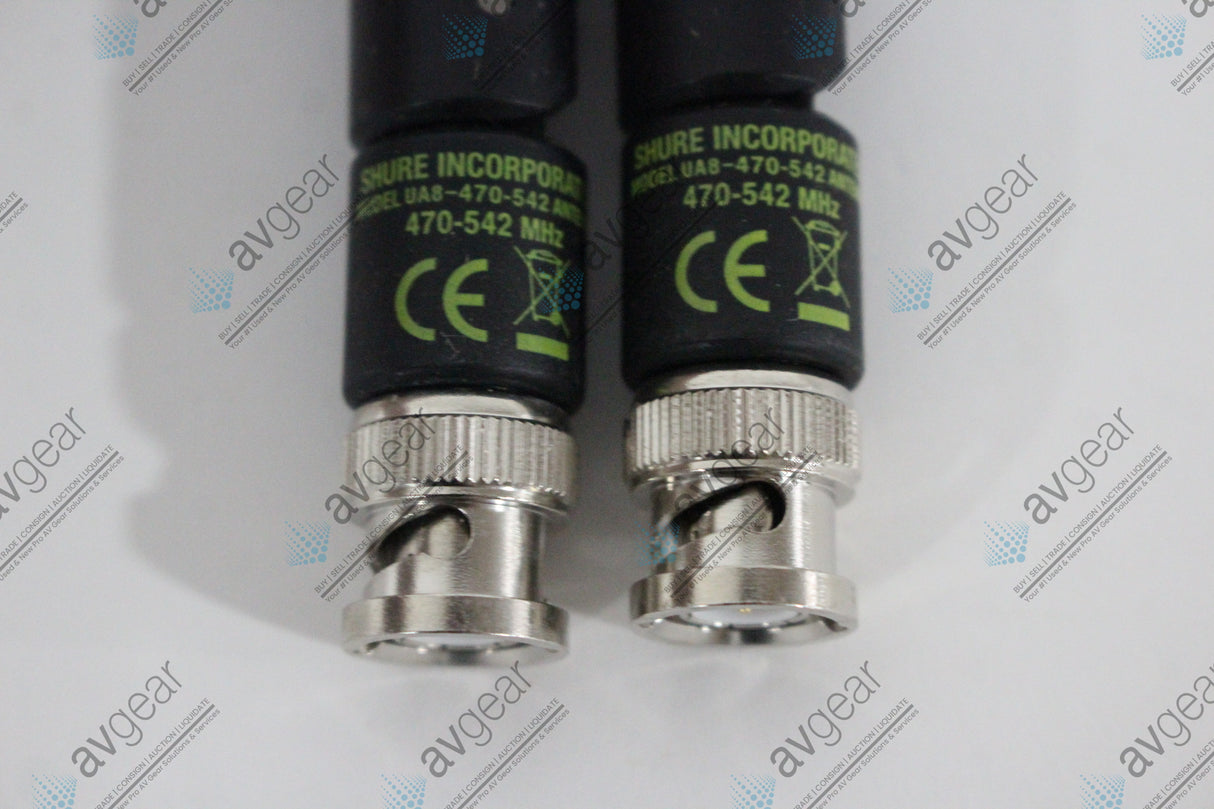 (2) Shure UA8-470-542 1/2 Wave Omnidirectional Receiver Antennas (470-542 MHz)