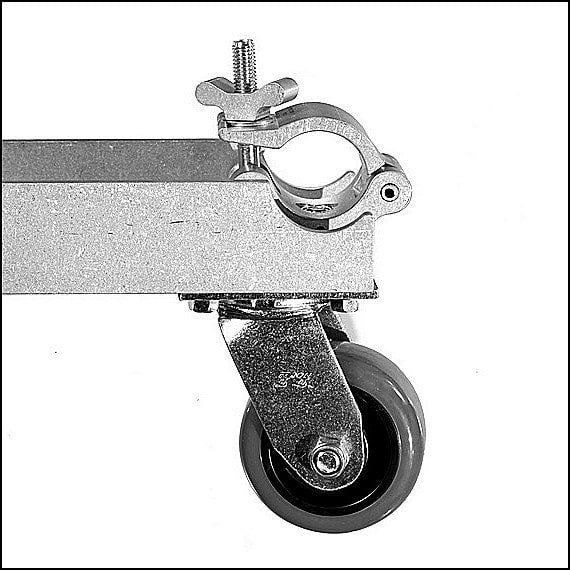 The Light Source Mega-Truss Dolly for three 12 or two 18 truss (36 long) with Mega-Couplers attached to the outside Silver MTD12_3-ML-OS