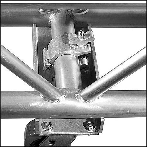 The Light Source Mega-Truss Dolly for two 16 truss with Mega-Couplers attached to the inside Silver MTD16_2-ML-IS