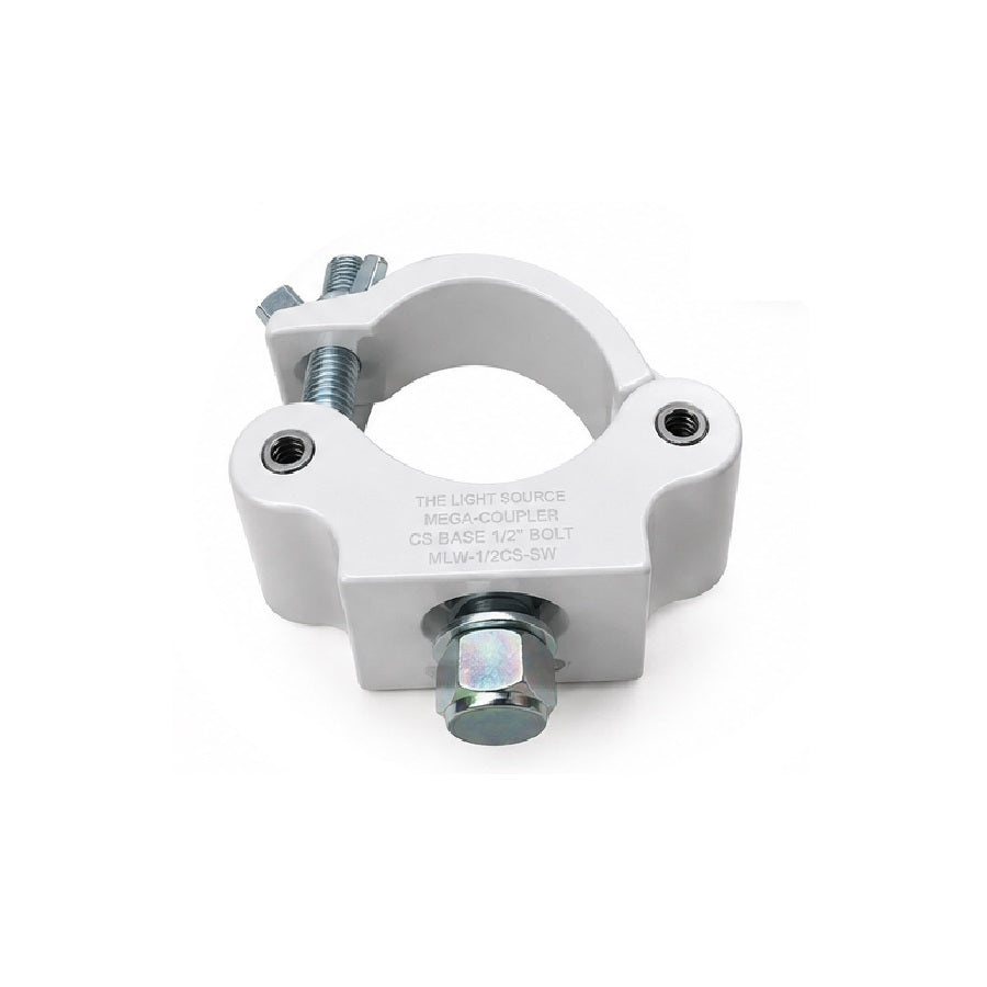 The Light Source Mega-Coupler with CS Base and 1/2" Flat Head Bolt, Steel Wingnut, White Powder Coat MLW-1/2CS-SW