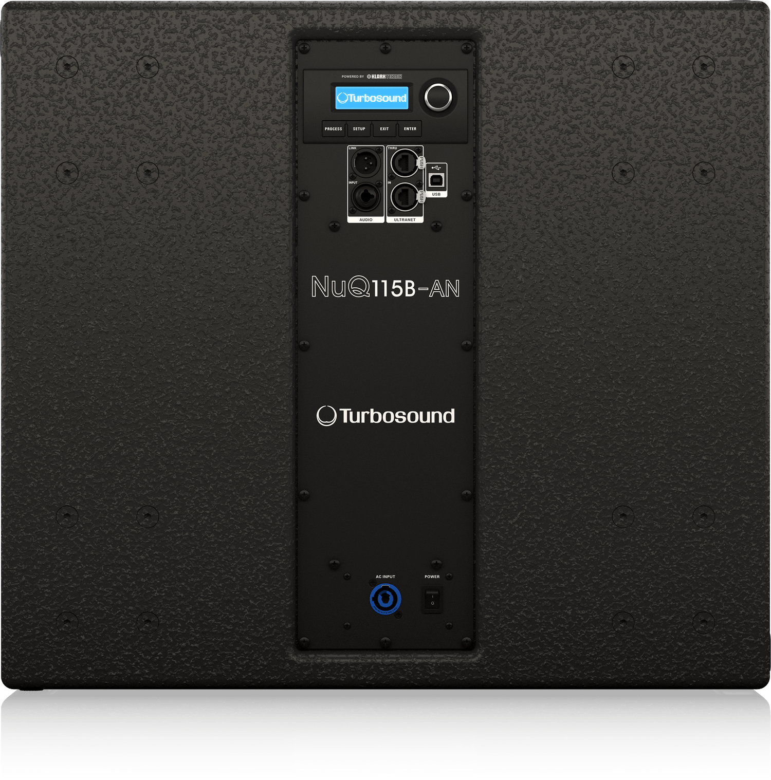 Turbosound NUQ115B-AN-UL 3000 Watt 15" Front Loaded Subwoofer with Klark Teknik DSP Technology and ULTRANET Networking