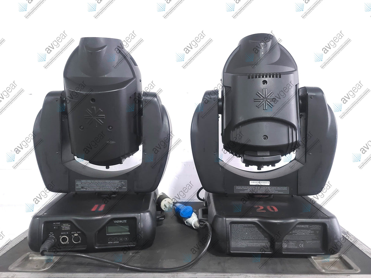 (2) Vari-Lite VL2500 Moving Head Wash Lights (6929 & 6817 Total Hours) In Wheeled Road Hard Case