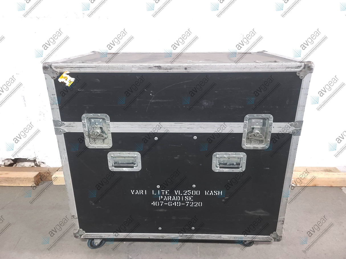 (2) Vari-Lite VL2500 Moving Head Wash Lights (325 & 8 Total Hours) w/ In Wheeled Road Hard Case