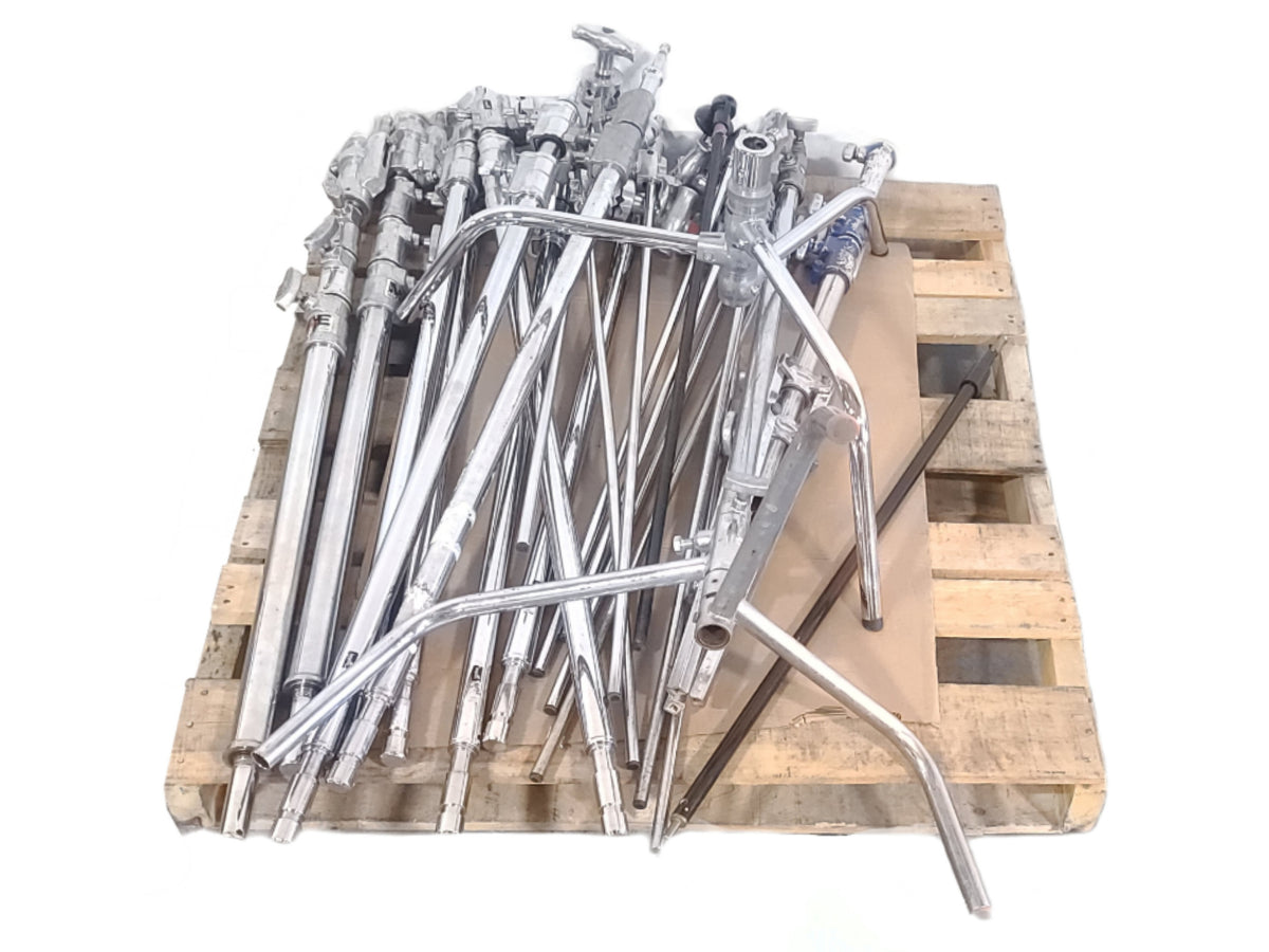 Various Models Double Riser & Tripod Lighting Stands w/ Spare Poles & Grip Arms