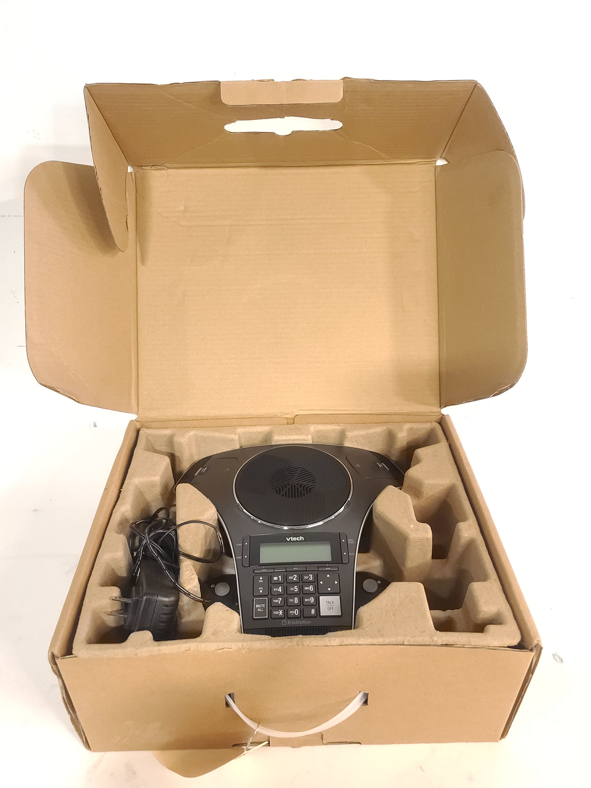 Vtech VCS712 ErisStation Wireless Conference Phone w/ (2) Wireless Mics, (1) PSU, & (1) Stand in Original Box