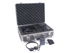 Williams Sound Personal P.A. Tour Guide System Kit w/ T16 Transmitter, (7) R7 FM, Single Ear Headphone, (7) Headphones and (8) Body Pack Pouches in Hard Carrying Case