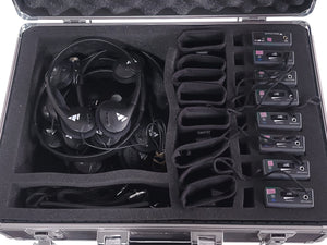 Williams Sound Personal P.A. Tour Guide System Kit w/ T16 Transmitter, (7) R7 FM, Single Ear Headphone, (7) Headphones and (8) Body Pack Pouches in Hard Carrying Case