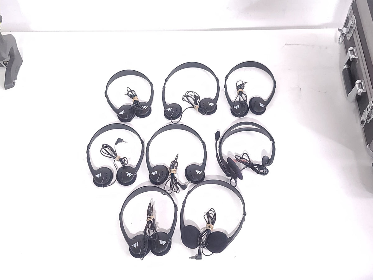 Williams Sound Personal P.A. Tour Guide System Kit w/ T16 Transmitter, (7) R7 FM, Single Ear Headphone, (7) Headphones and (8) Body Pack Pouches in Hard Carrying Case