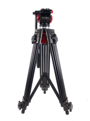 AVGear.com Dracast 3-stage aluminum video tripod with fluid head and mid-level spreader for professional filmmaking