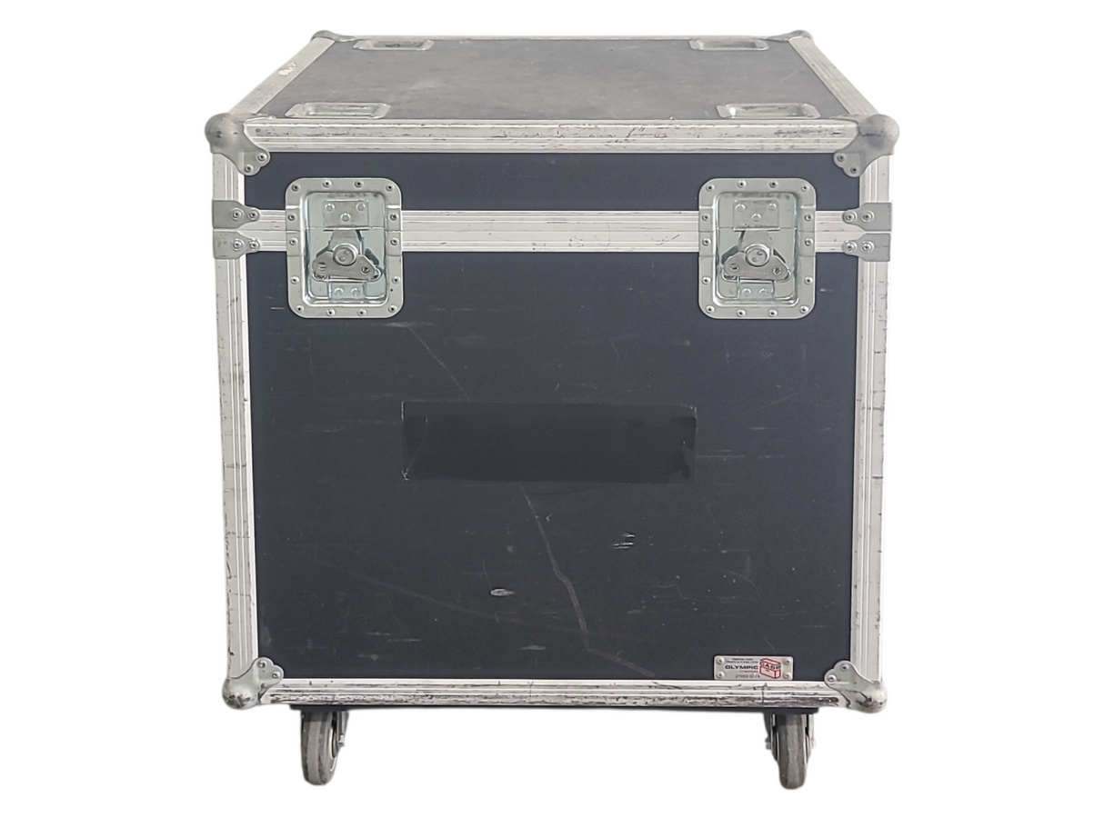 (2) JBL PRX615M 15-inch Two-Way Self-Powered Speakers in Wheeled Road Case