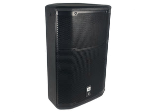 (2) JBL PRX615M 15-inch Two-Way Self-Powered Speakers in Wheeled Road Case