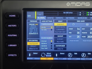 Midas M32R LIVE 40 Channel Digital Console w/ Klark Teknik DN32-USB Option Card in ProX XZF-MIDM32R 1RU Rack Case by ZCASE for MIDAS M32R Flip-Ready Hydraulic Console