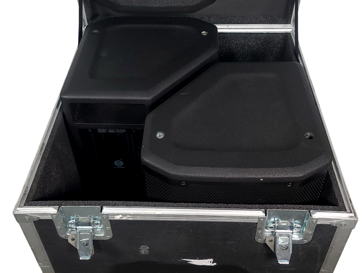 (2) JBL PRX615M 15-inch Two-Way Self-Powered Speakers in Wheeled Road Case