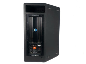 (2) JBL PRX615M 15-inch Two-Way Self-Powered Speakers in Wheeled Road Case