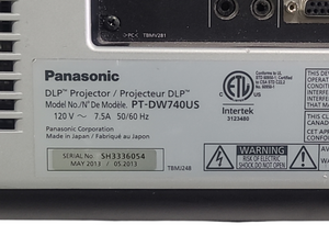 Panasonic PT-DW740 7,000 Lumens WXGA 1-Chip DLP (Lamp 1 778 & Lamp 2 778) [NO LENS] Projector (NEEDS REPAIR)