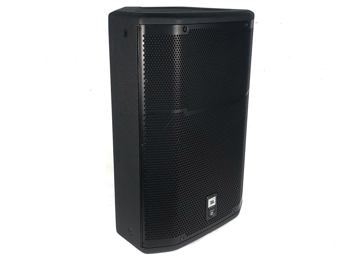 (2) JBL PRX615M 15-inch Two-Way Self-Powered Speakers in Wheeled Road Case