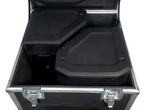 (2) JBL PRX615M 15-inch Two-Way Self-Powered Speakers in Wheeled Road Case