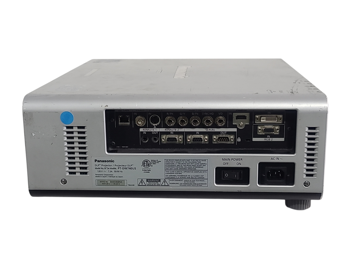 Panasonic PT-DW740 7,000 Lumens WXGA 1-Chip DLP (Lamp 1 778 & Lamp 2 778) [NO LENS] Projector (NEEDS REPAIR)