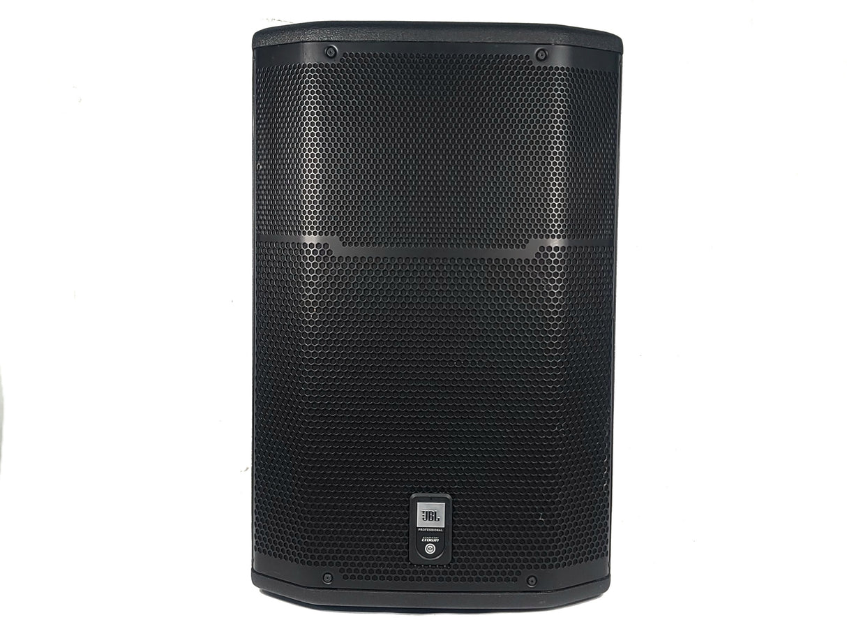 (2) JBL PRX615M 15-inch Two-Way Self-Powered Speakers in Wheeled Road Case